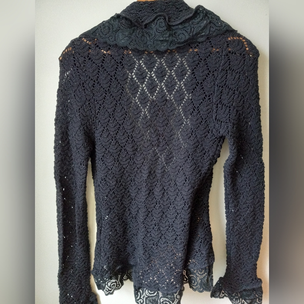 Metric Boutique Label Ruffle Lace Sweater Cardigan - Picture 6 of 7